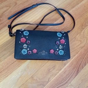 Coach Crossbody Bag Floral Tea Rose Embellished 90's Size OS Coach